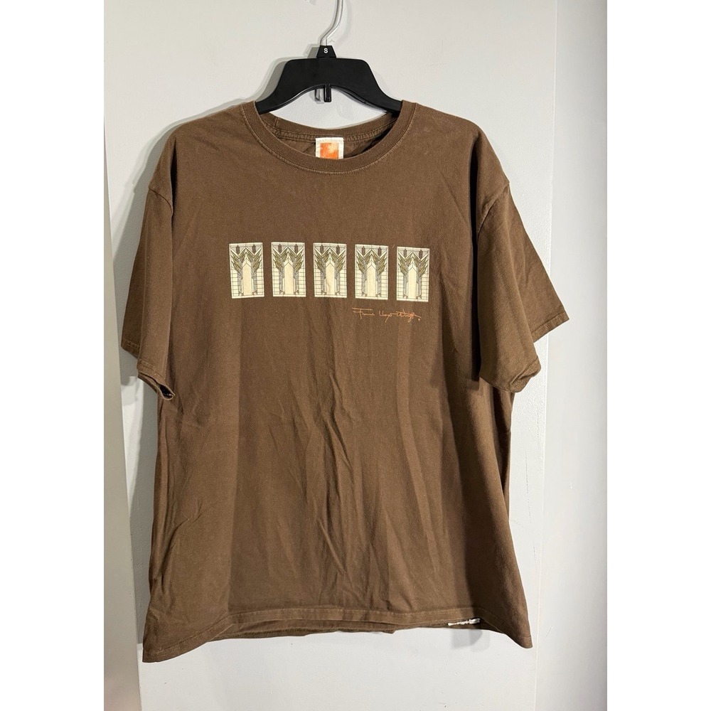 Vintage frank Lloyd Wright collection brown tshirt mens feather‎ arrow XL